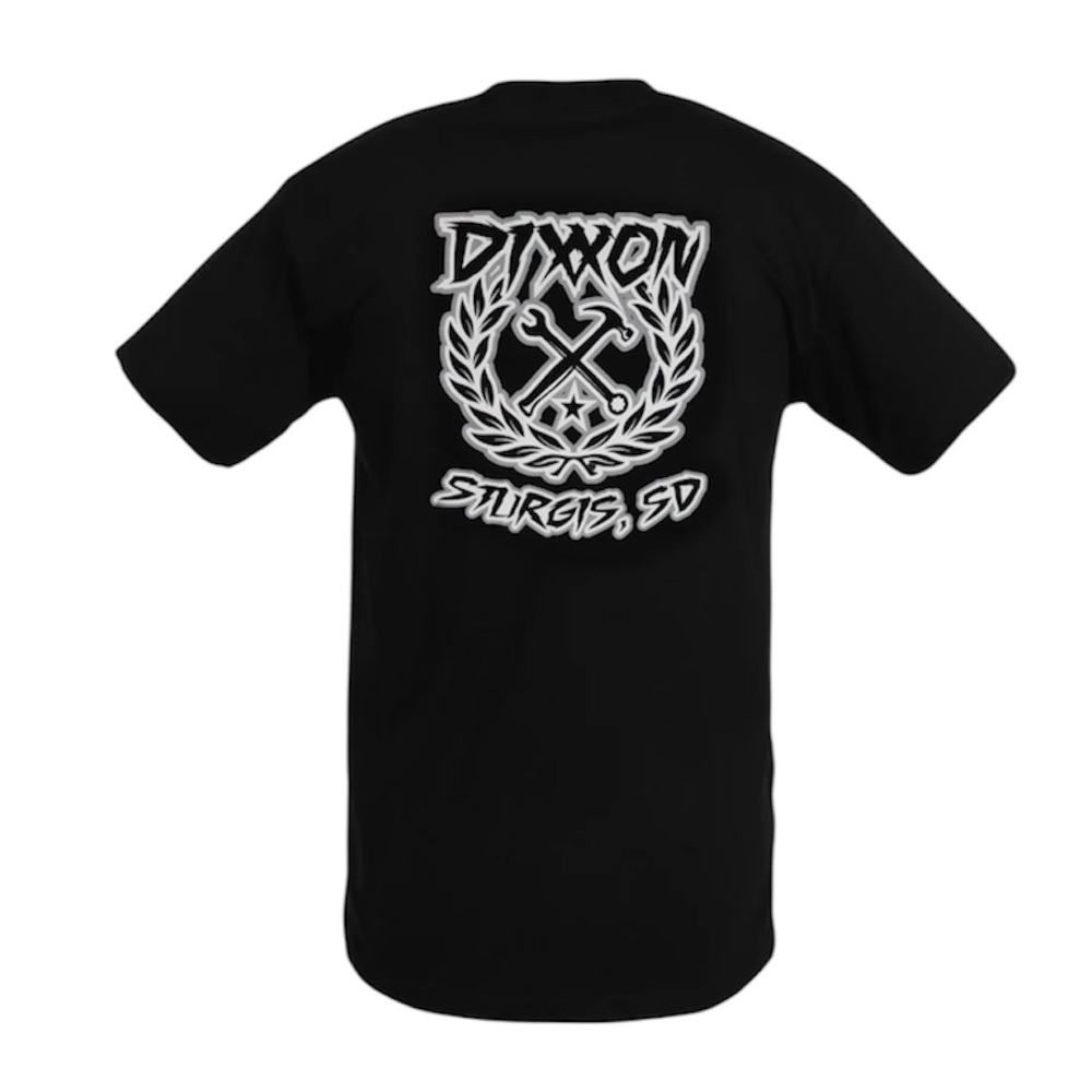 NEW Dixxon Flannel Co Men’s Black Tee Gray Sketchy Crest Sz XL